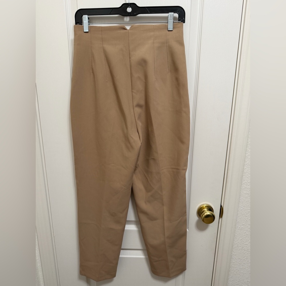 Zara Camel High-Waist Straight Trousers - Picture 3 of 4